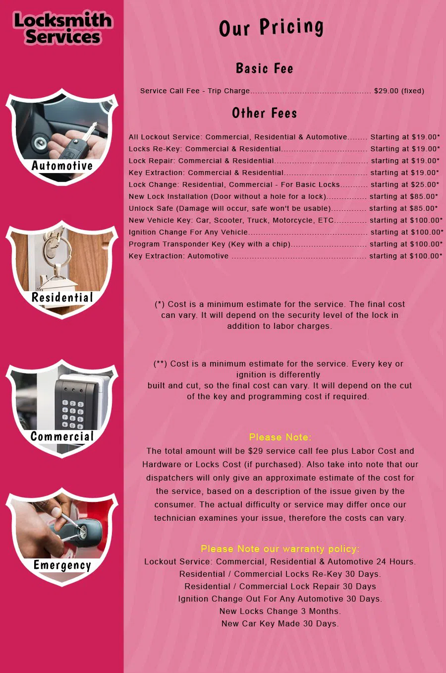 Manasquan NJ Locksmith Store Manasquan, NJ 732-324-4222 - price-list-c-18